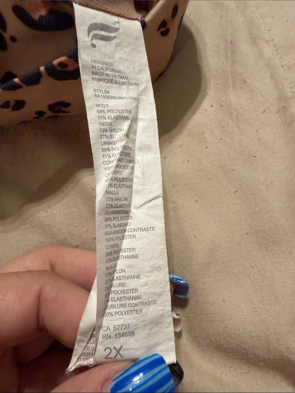 Fabletics Leopard Print Racerback Sports Bra - Picture 5 of 5
